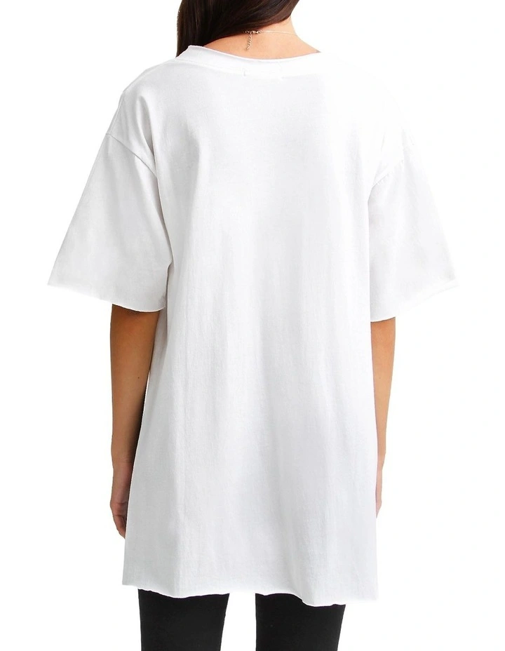 Brave Soul Oversized T-Shirt in White image 4