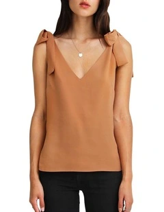 Feel For You V-Neck Top in Camel
