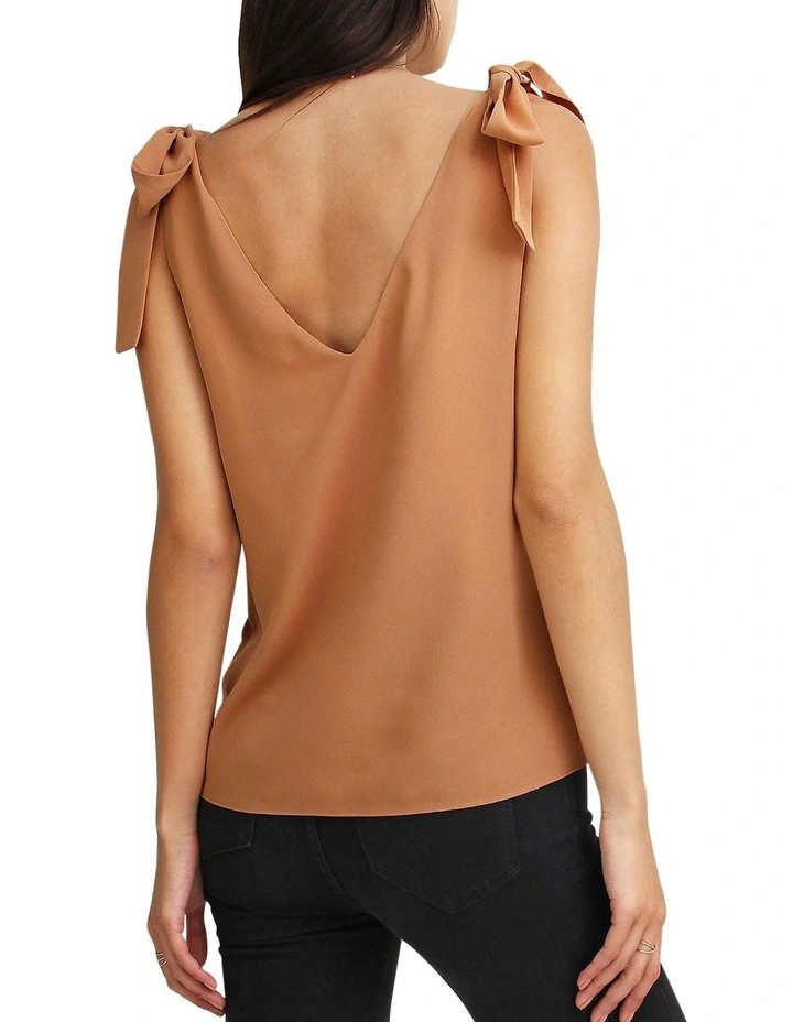 Feel For You V-Neck Top in Camel image 4