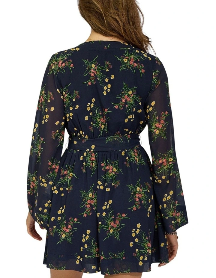 Precision Flared Sleeve Mini Dress in Navy Floral image 4