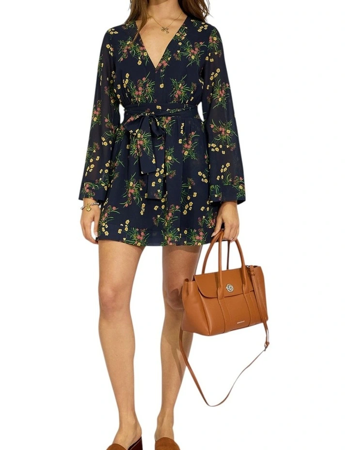 Precision Flared Sleeve Mini Dress in Navy Floral image 6