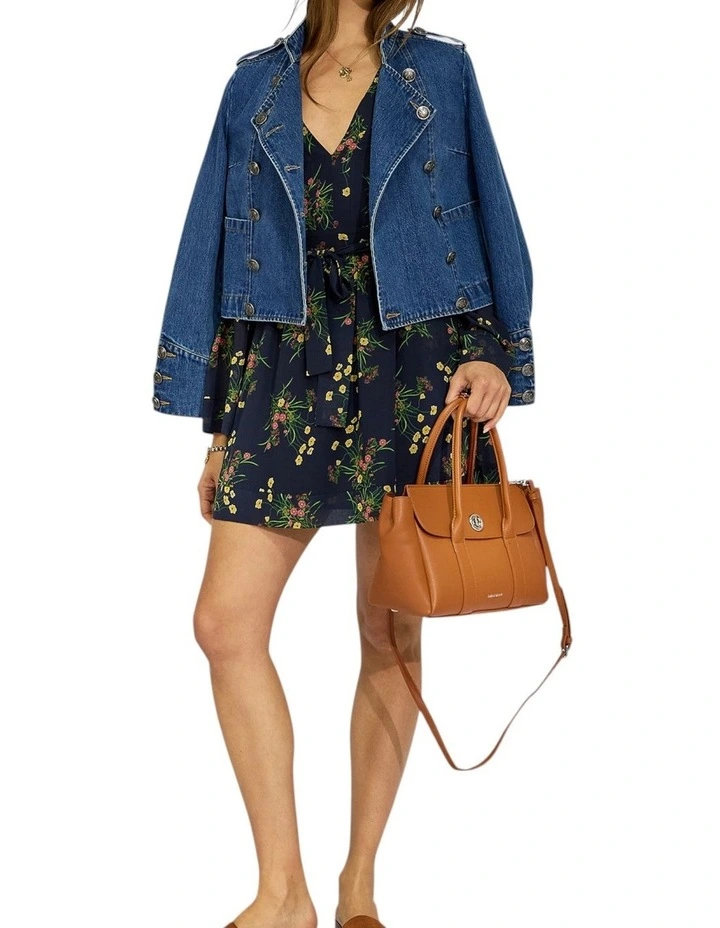 Precision Flared Sleeve Mini Dress in Navy Floral image 7