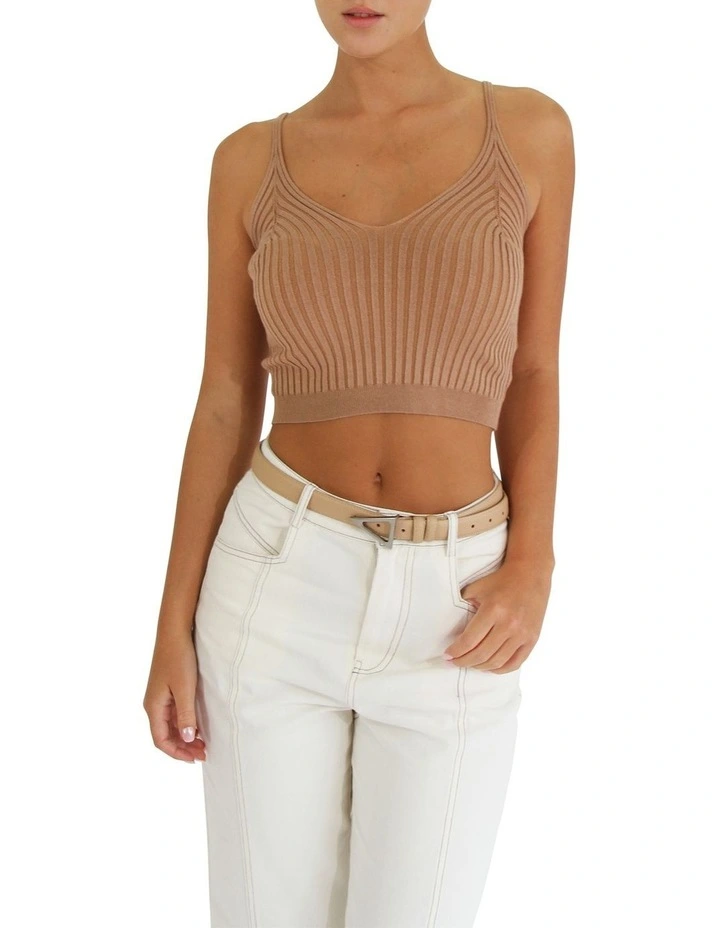 All I Need Knit Crop in Oat image 1
