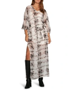 Heart On Fire Snake Print Kaftan in Chocolate