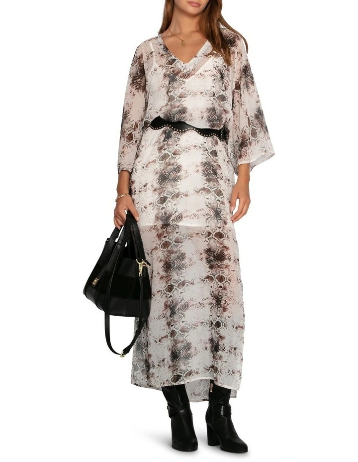 Heart On Fire Snake Print Kaftan in Chocolate image 2