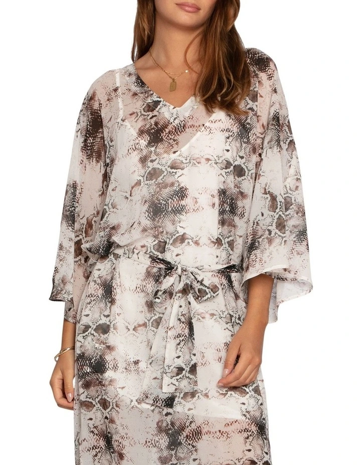 Heart On Fire Snake Print Kaftan in Chocolate image 4