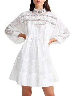 Unforgettable Oversized Lace Mini Dress in White