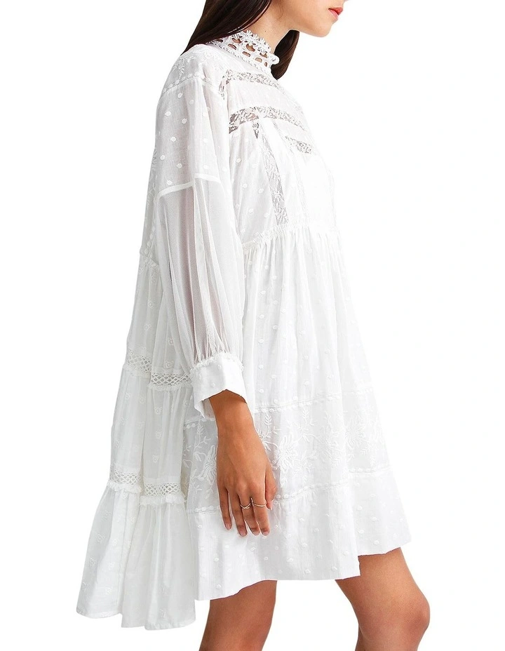 Unforgettable Oversized Lace Mini Dress in White image 2