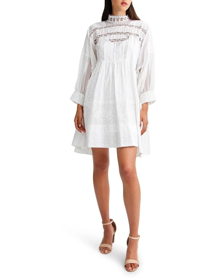 Unforgettable Oversized Lace Mini Dress in White image 4