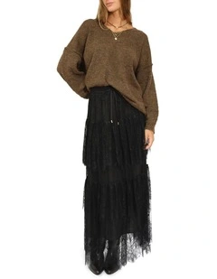 Dreamy Days Lace Tiered Skirt in Black
