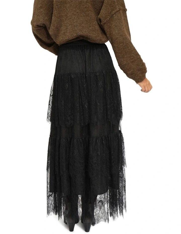 Dreamy Days Lace Tiered Skirt in Black image 4