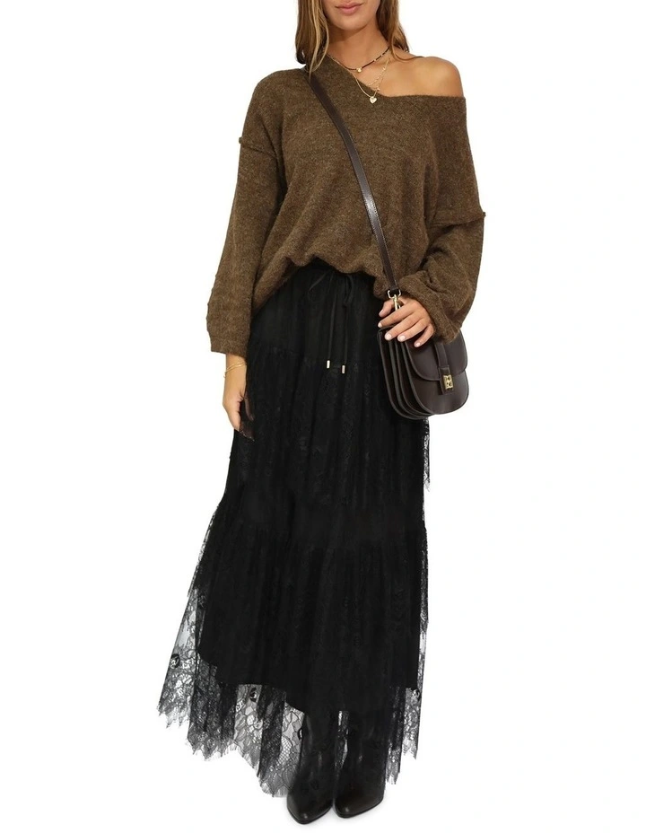 Dreamy Days Lace Tiered Skirt in Black image 5