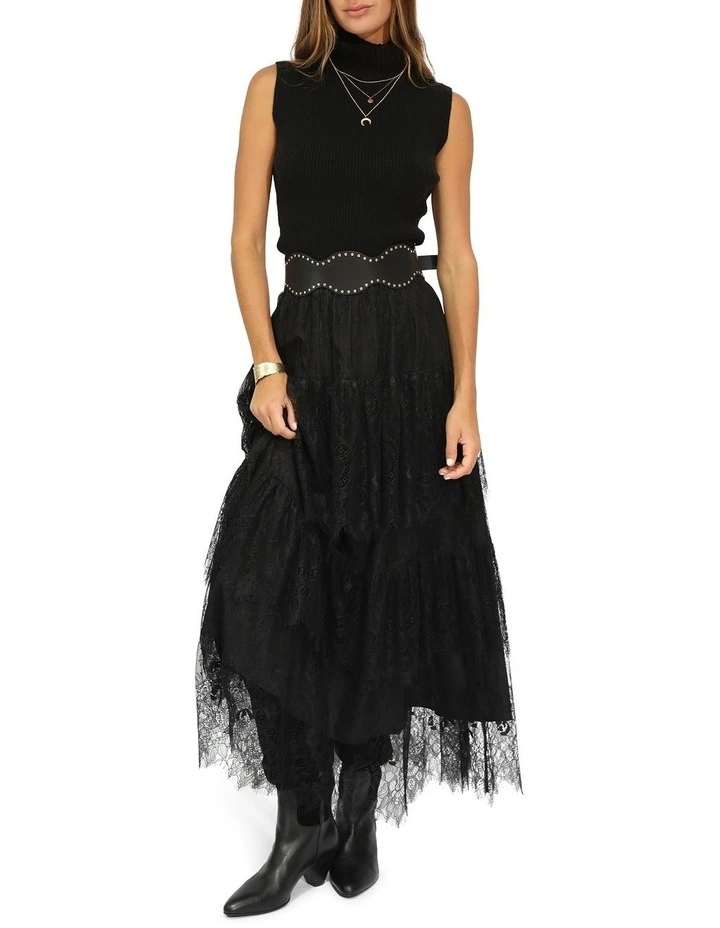 Dreamy Days Lace Tiered Skirt in Black image 7