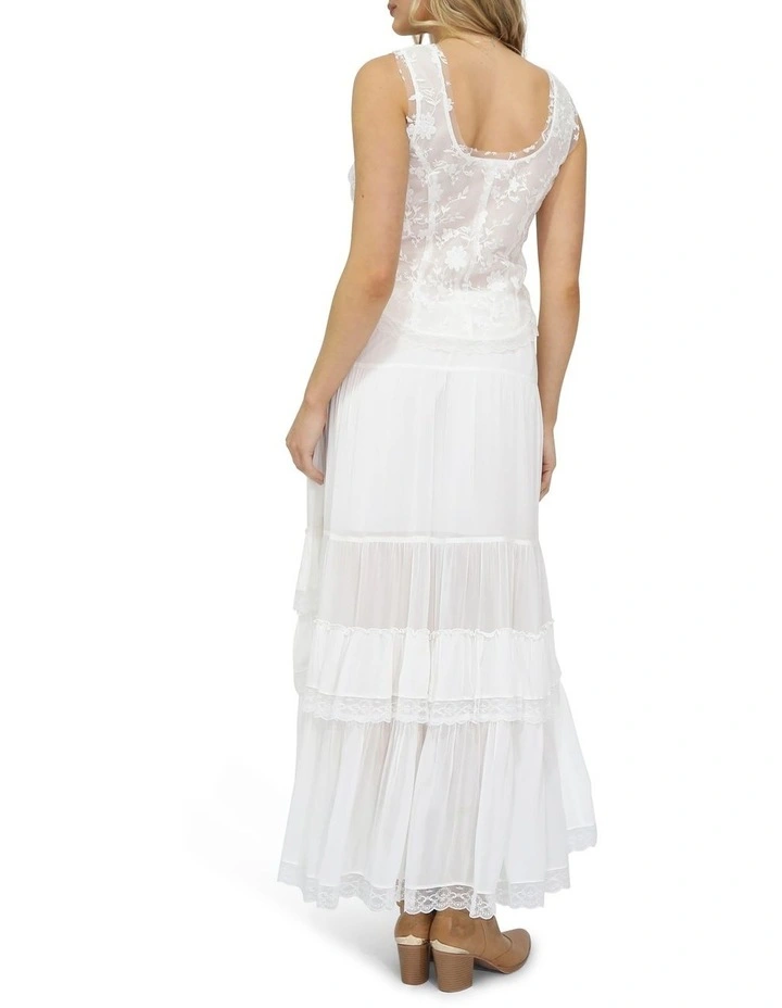 Wanderlace Ruffle Maxi Skirt in White image 4