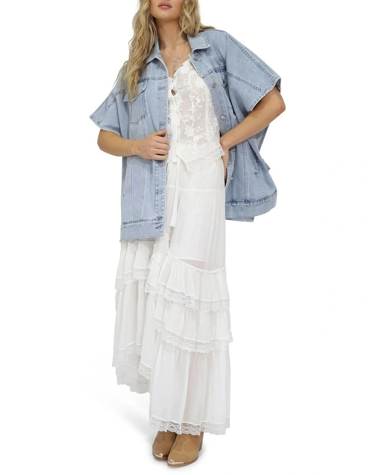 Wanderlace Ruffle Maxi Skirt in White image 7