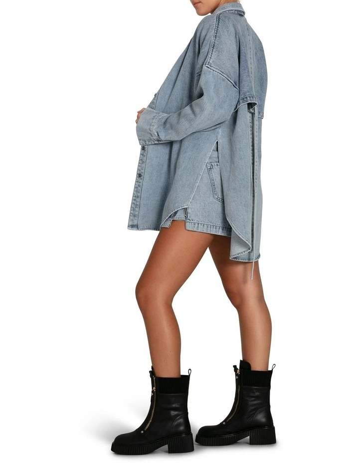 Into Him Oversized Denim Shirt in Stonewash image 2