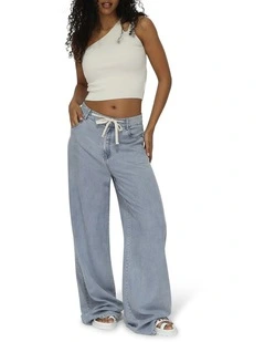 Set On You Wide Leg Pant in Stonewash