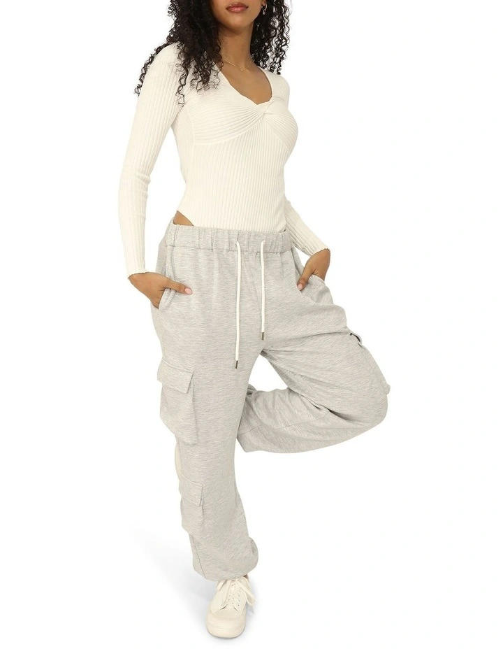 Perfect Match Cargo Trackpants in Grey Marle image 3