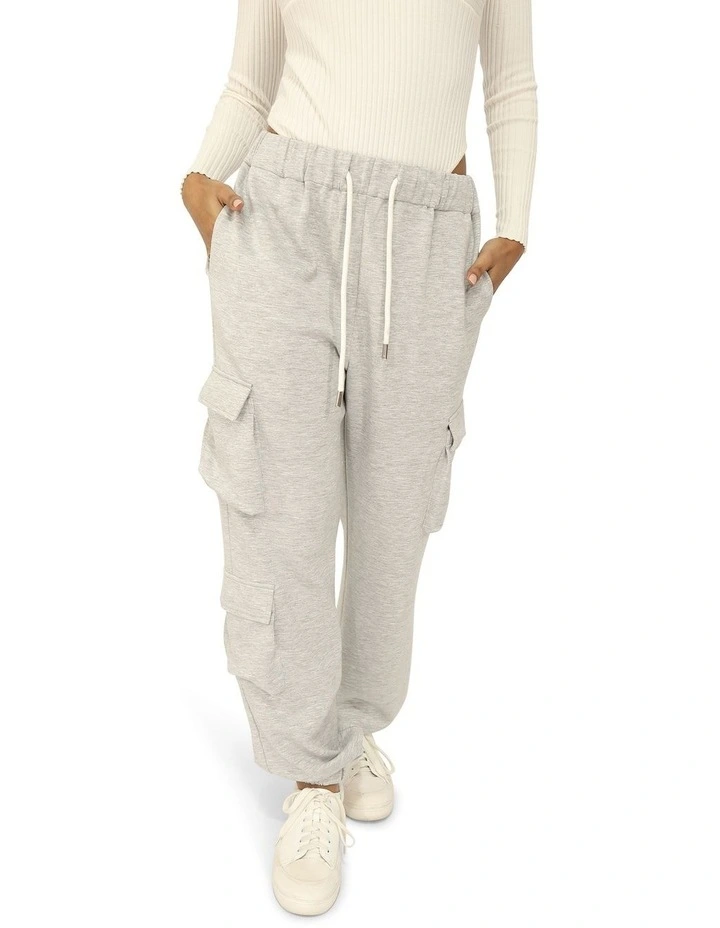 Perfect Match Cargo Trackpants in Grey Marle image 6