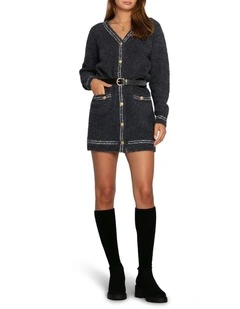 Cute In This Mini Cardigan Dress in Charcoal