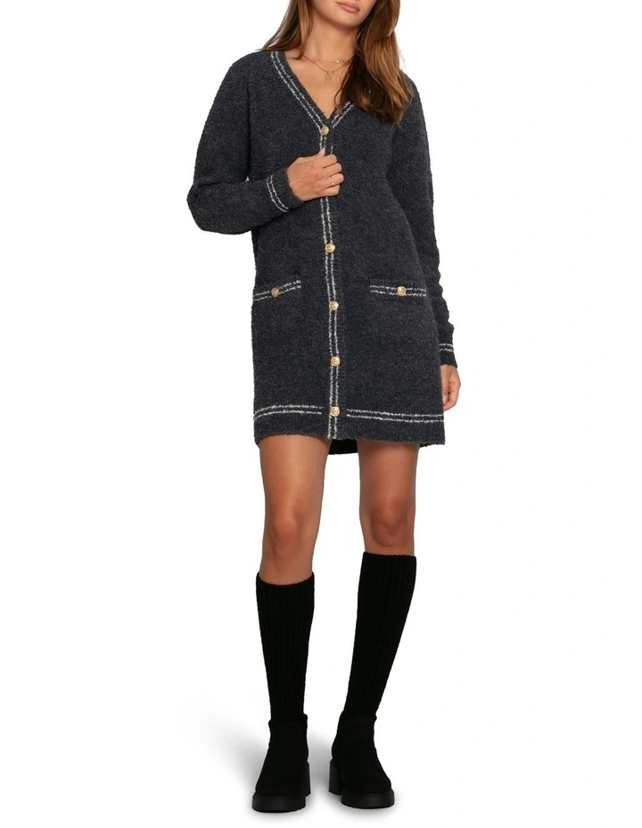 Cute In This Mini Cardigan Dress in Charcoal image 2