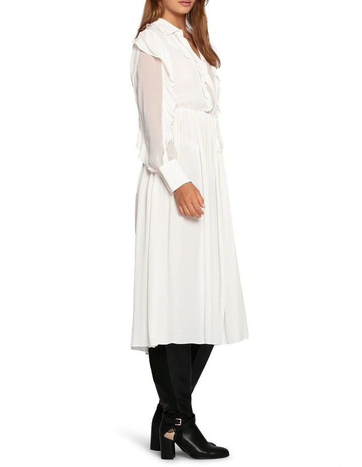 Slow Dance Frill Midi Dress in White image 2