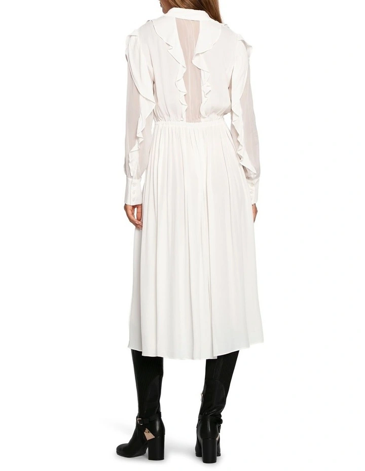Slow Dance Frill Midi Dress in White image 3