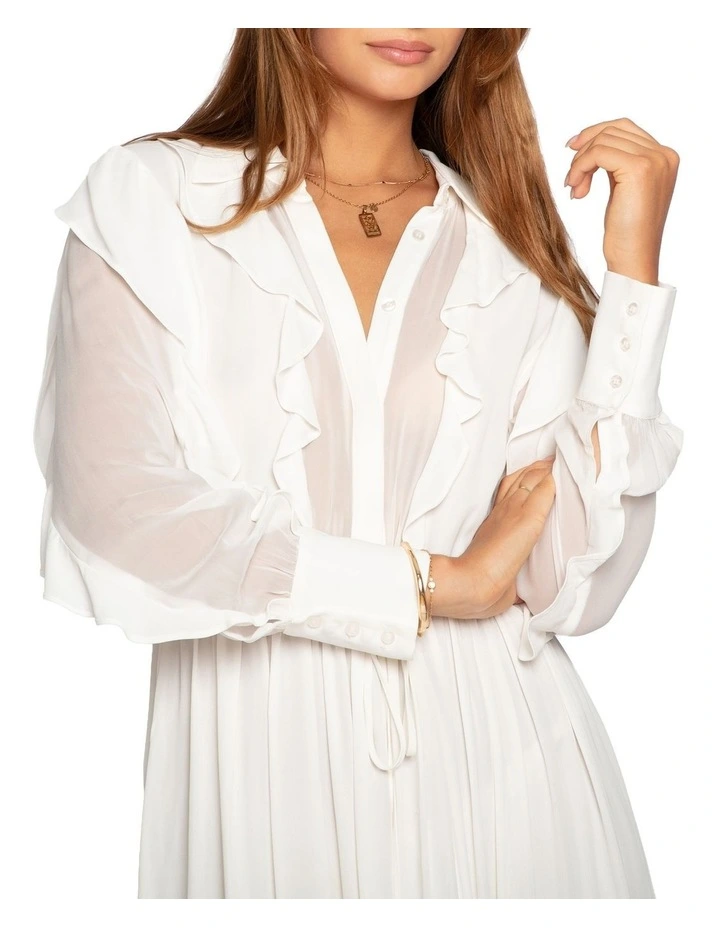 Slow Dance Frill Midi Dress in White image 4