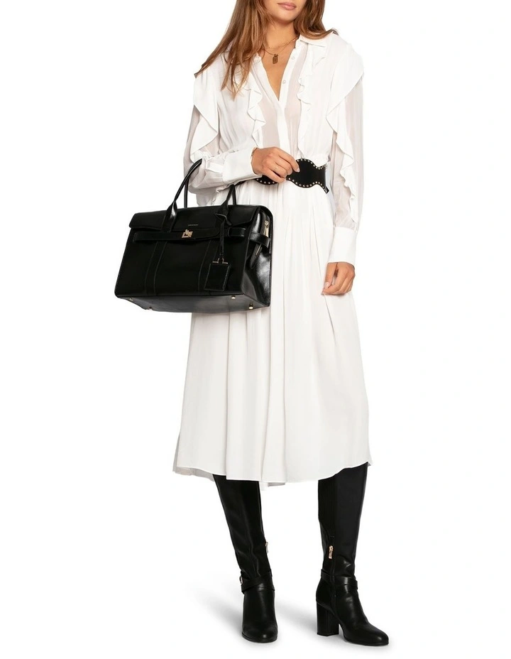 Slow Dance Frill Midi Dress in White image 6