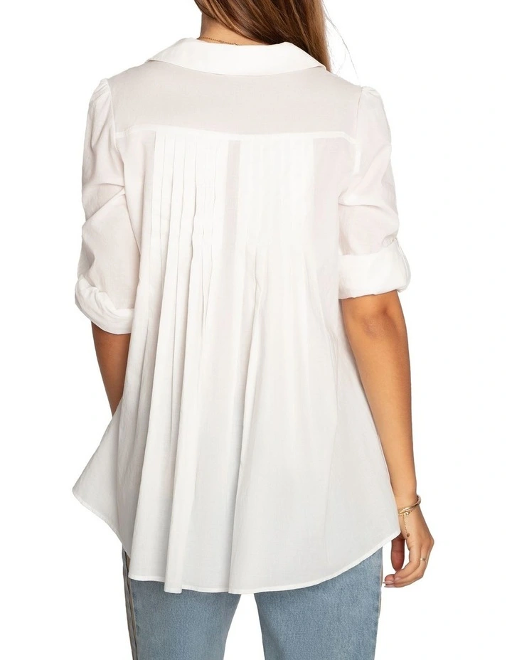 Catch Feelings Pintuck Shirt in White image 3