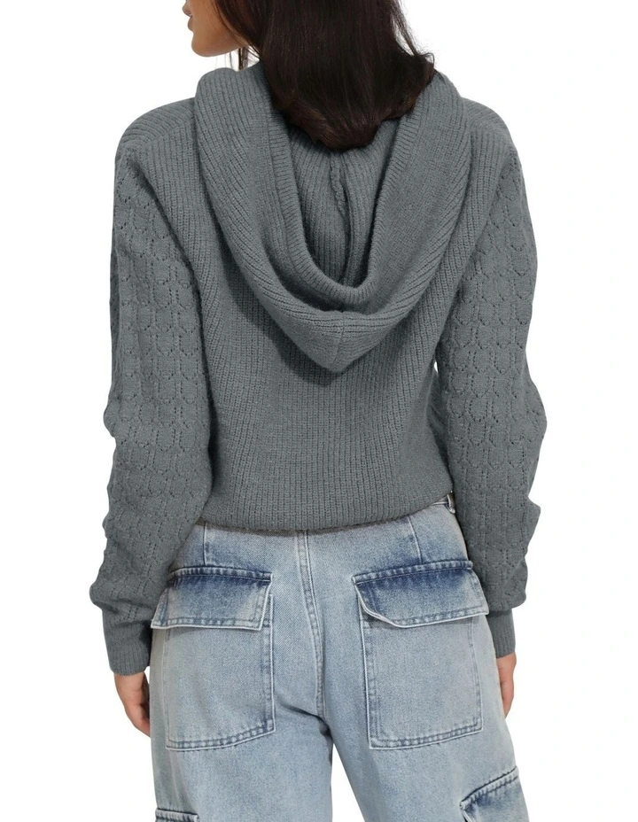 On the Run Knitted Hoodie in Grey image 3