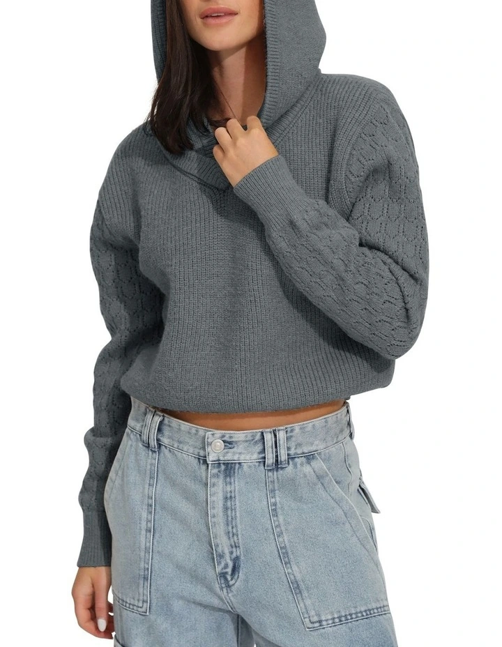 On the Run Knitted Hoodie in Grey image 4