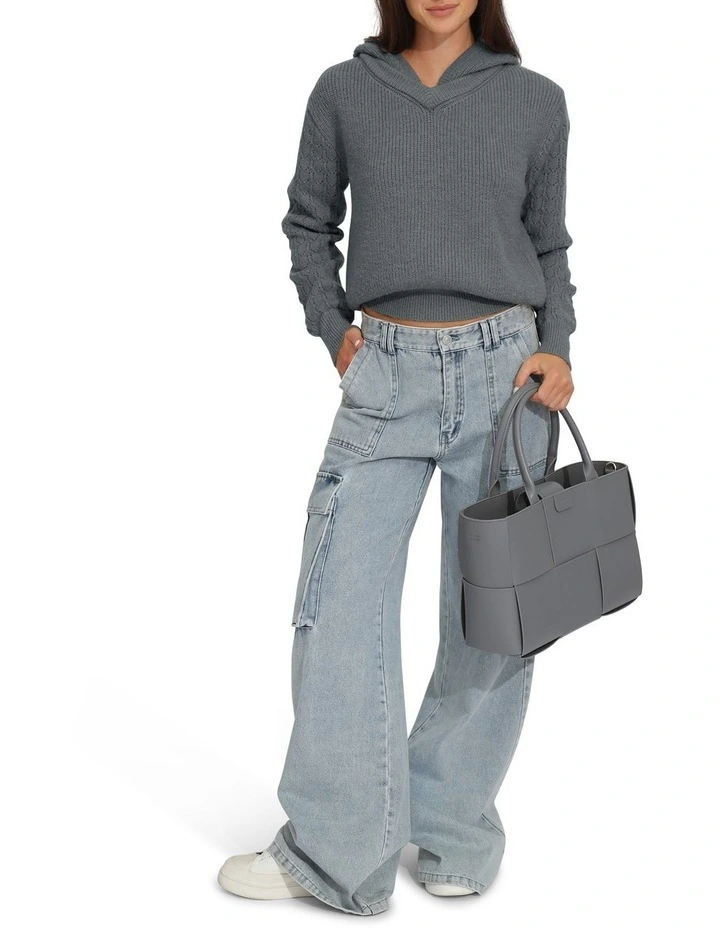 On the Run Knitted Hoodie in Grey image 5