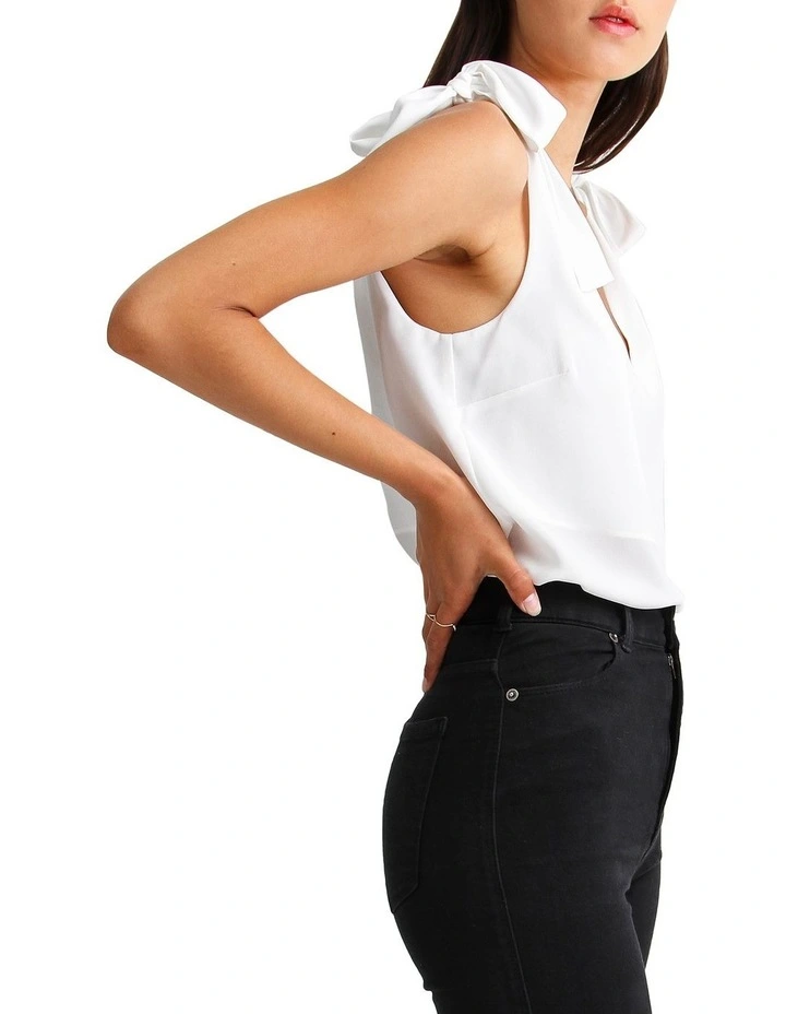 Feel For You V-Neck Top in White image 2