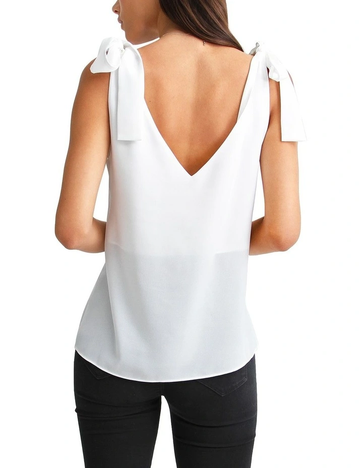 Feel For You V-Neck Top in White image 3