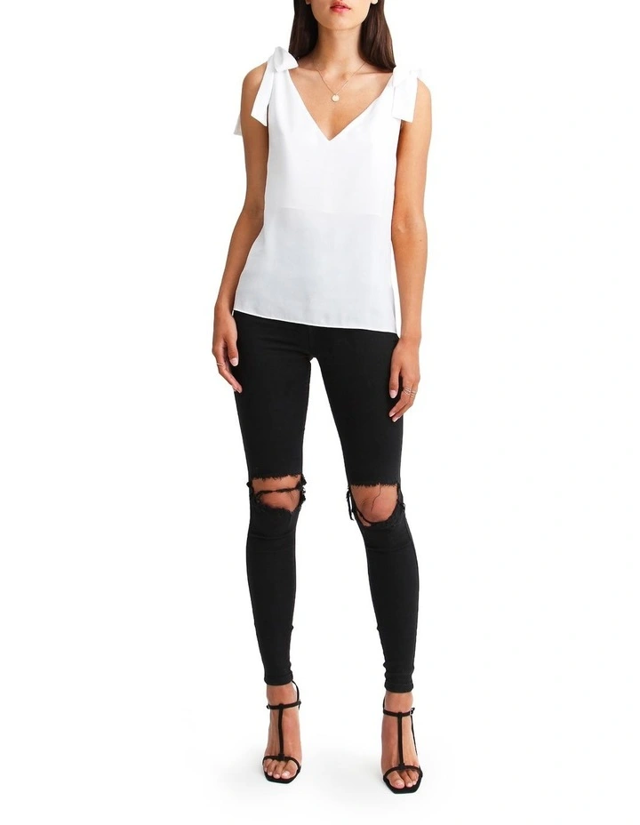 Feel For You V-Neck Top in White image 4