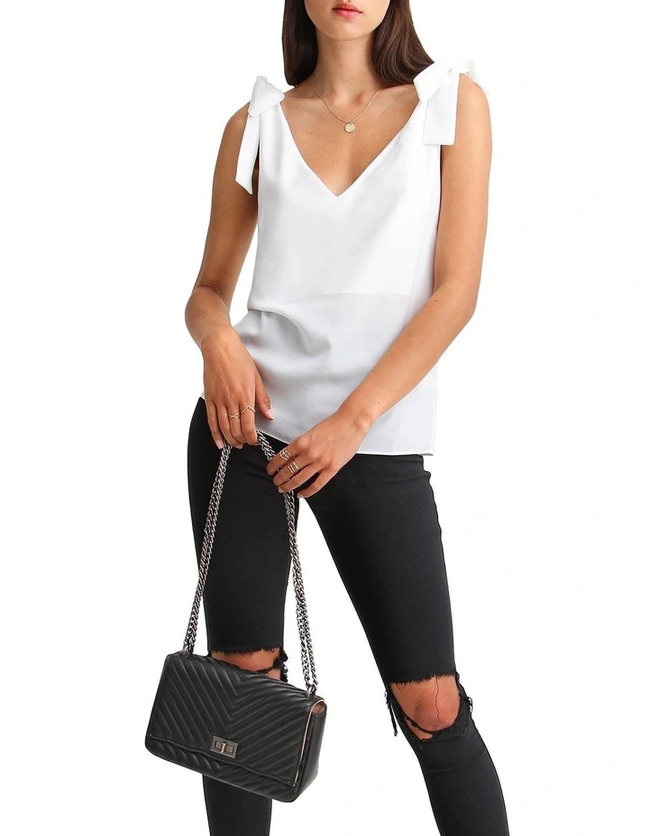 Feel For You V-Neck Top in White image 5