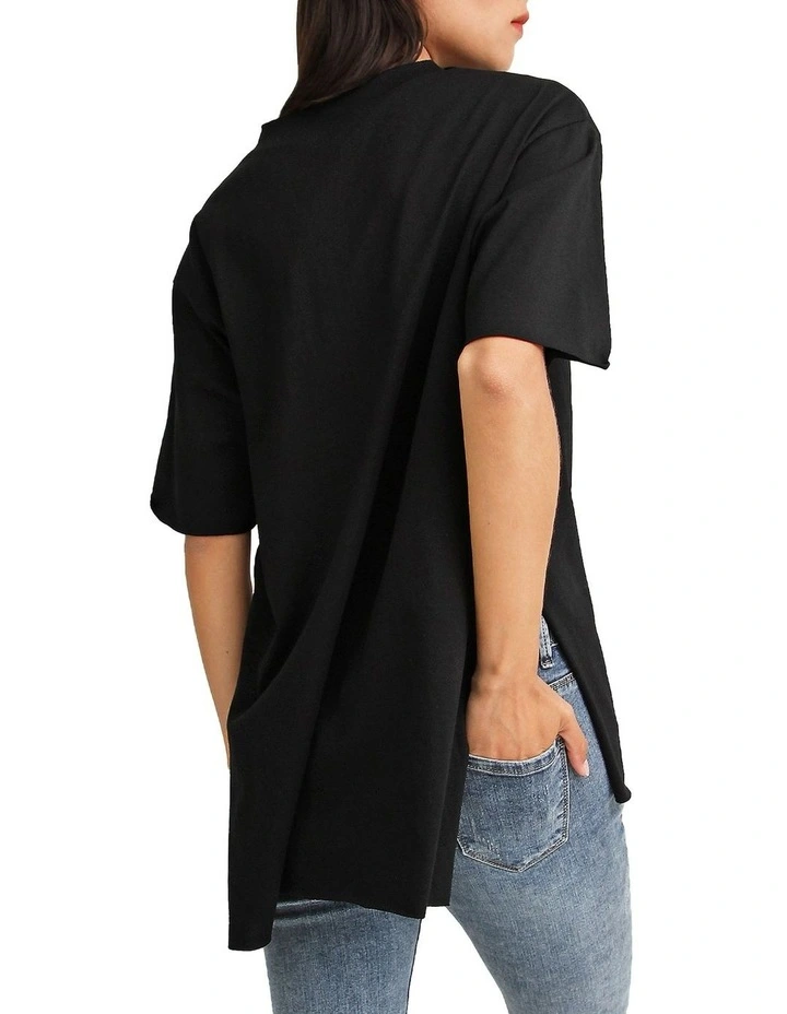 Brave Soul Oversized T-Shirt in Black image 2