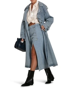 Can't Forget You Denim Midi Skirt in Stonewash