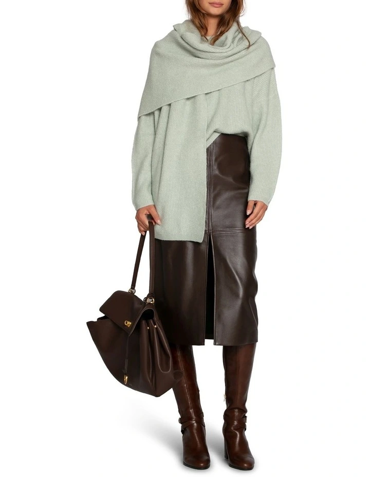 Understated Leather Pencil Skirt in Chocolate image 5