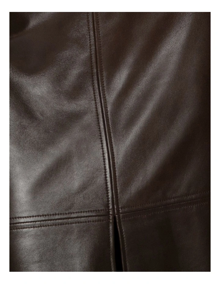 Understated Leather Pencil Skirt in Chocolate image 6