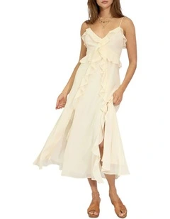 Take Me Away Maxi Ruffle Sundress in Vanilla