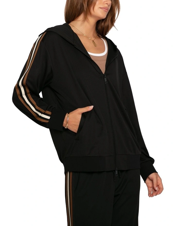 Ready To Go Striped Sleeve Jacket in Black image 4