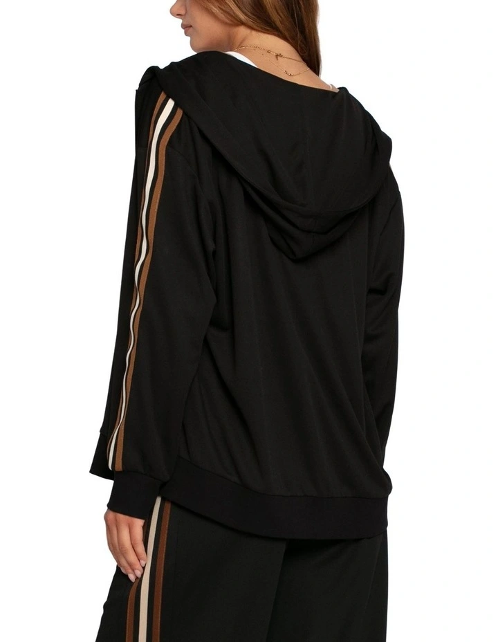 Ready To Go Striped Sleeve Jacket in Black image 5