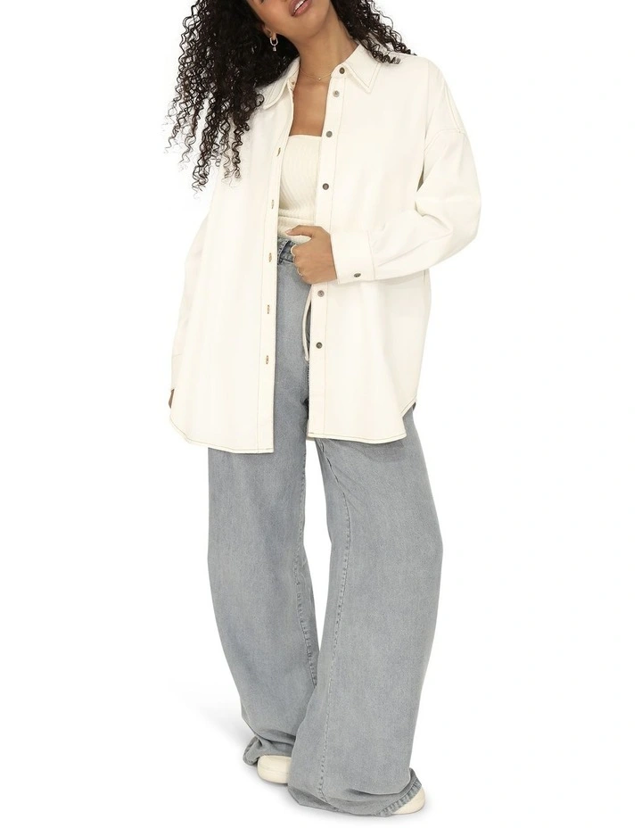 Into Him Oversized Denim Shirt in Off White image 3