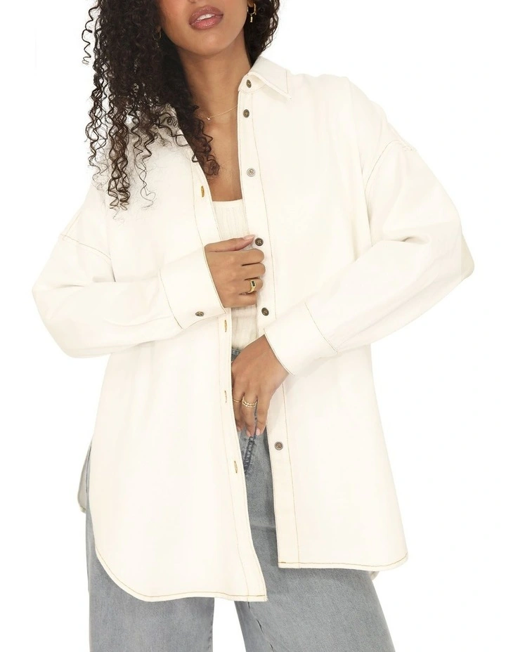 Into Him Oversized Denim Shirt in Off White image 6