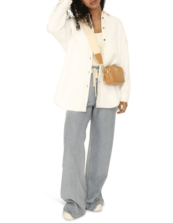 Into Him Oversized Denim Shirt in Off White image 7