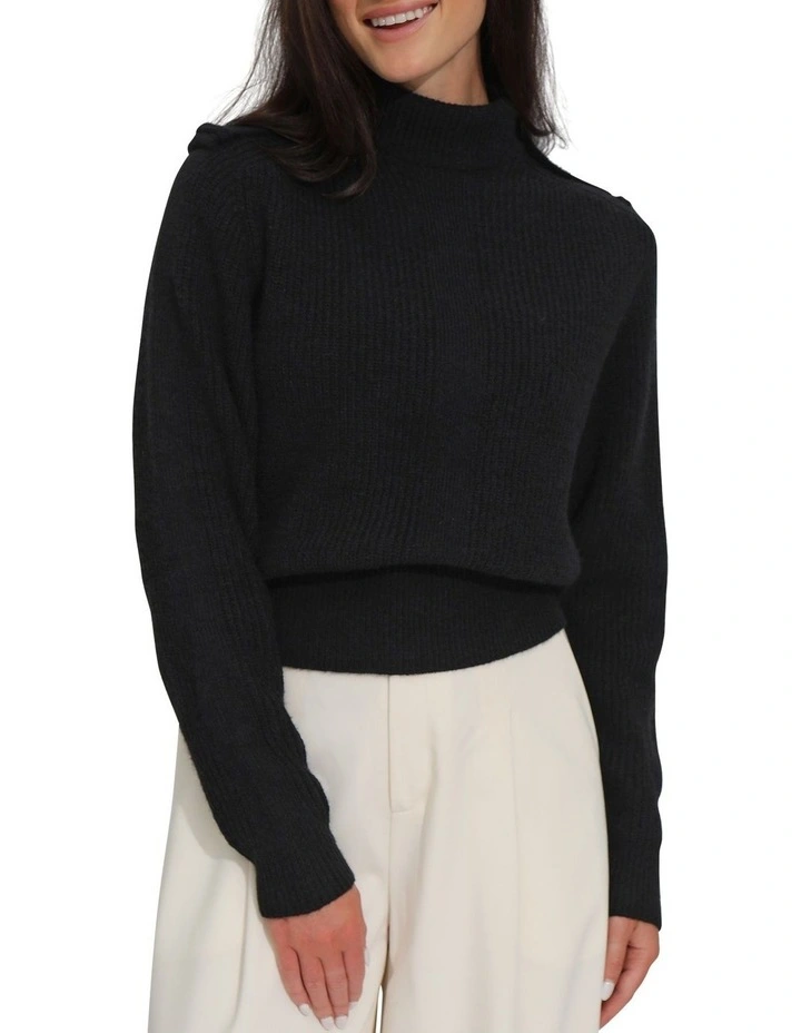 Lost & Found Knitted Sweater in Black image 1