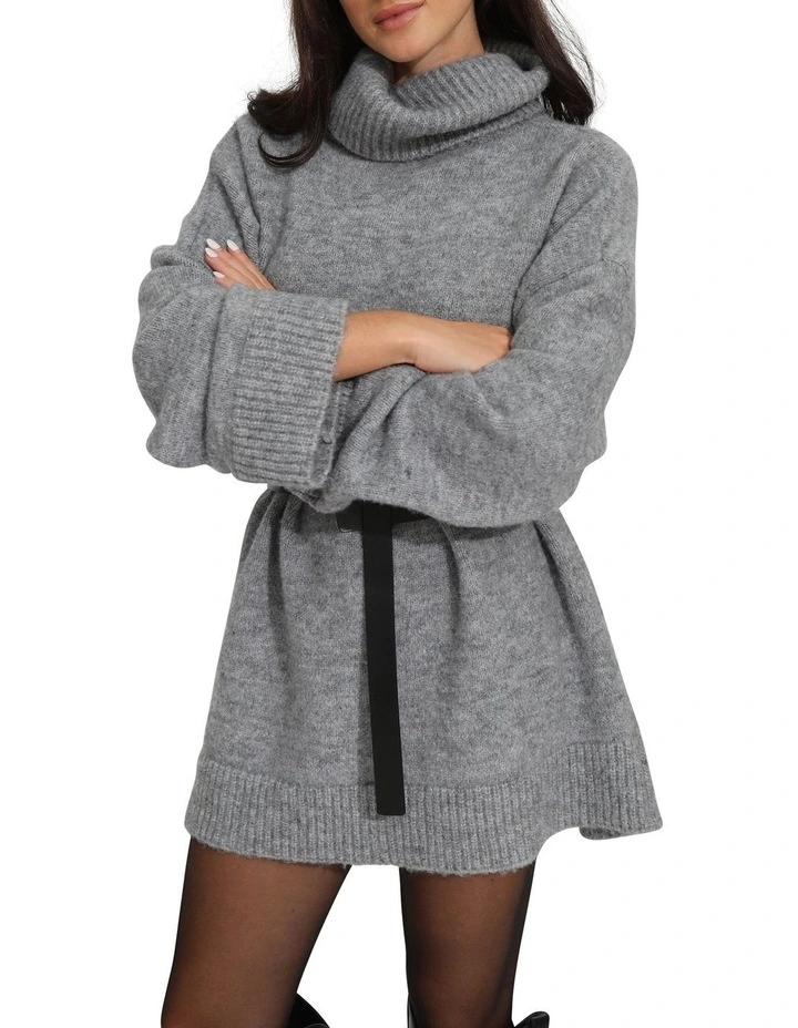 Cuddle Me Oversized Tunic Sweater in Grey image 1