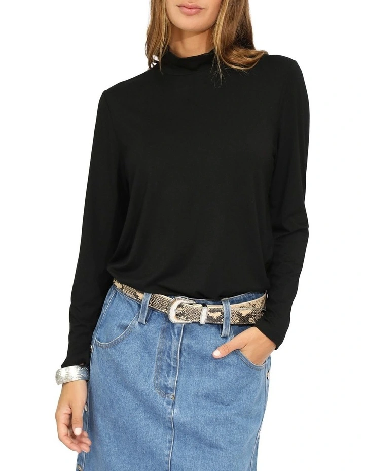 Easy Love Long Sleeve Top in Black image 1